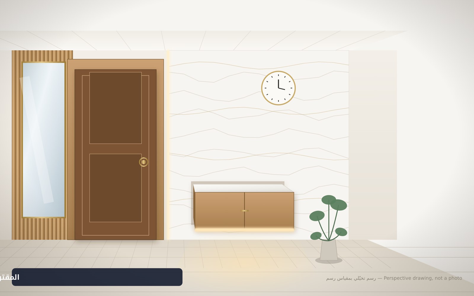 منظور تخيلي لجدار المدخل بعد التنفيذ — المقترح أ